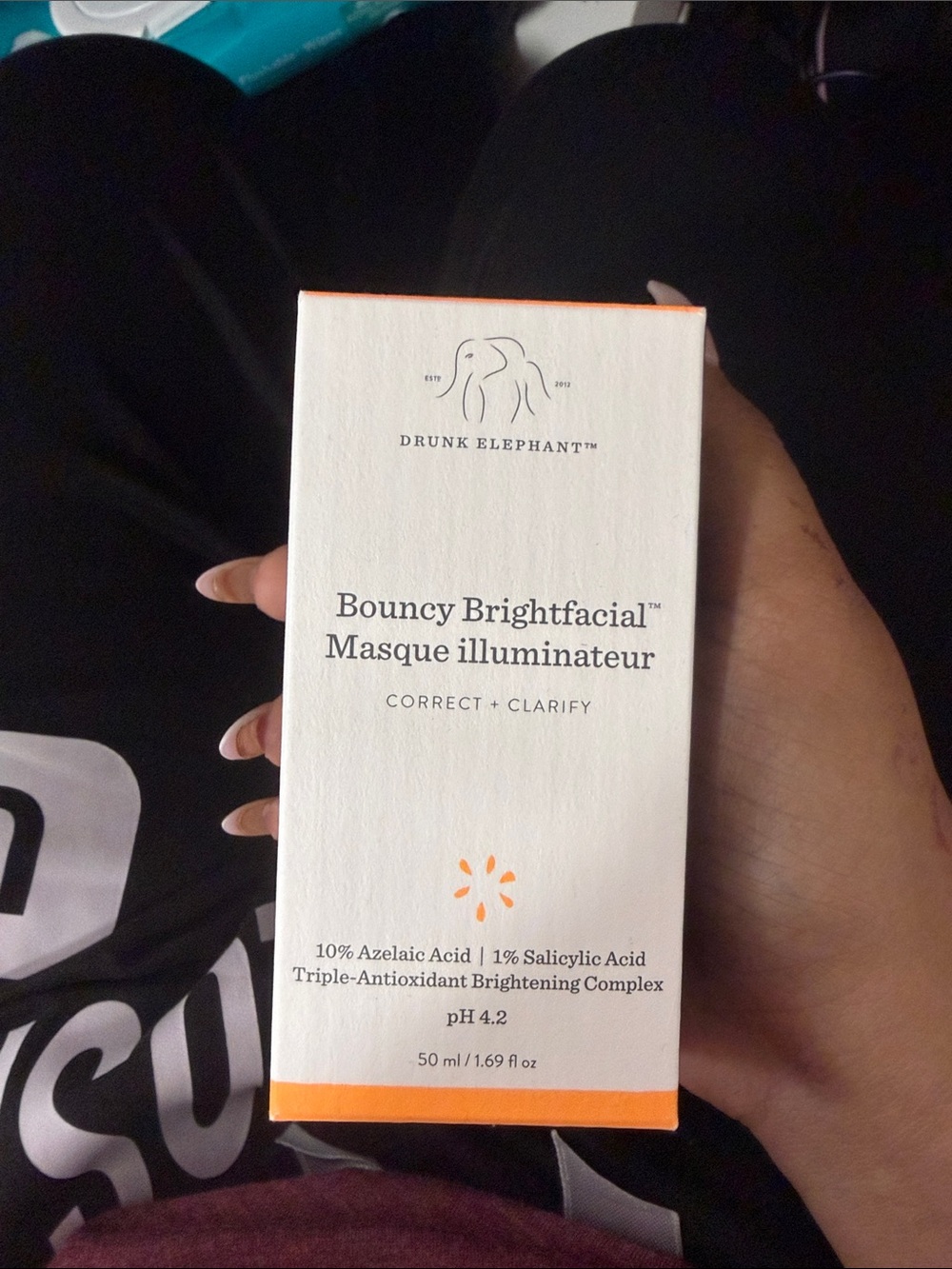 Drunk Elephant Bouncy Brightfacial Masque - White & Orange Accents